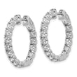 14k White Gold Diamond Round Hoop w/Safety Clasp Earrings