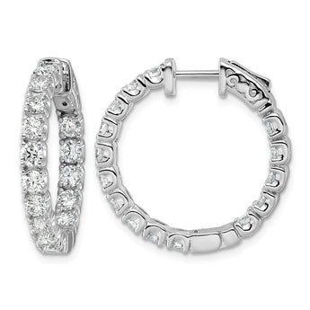 14K White Gold 2 3/4 ct Lab-Grown Diamond Round Inside-Outside Hoop Earrings - Birthstone Company