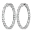 14k White Gold Diamond Round Hoop w/Safety Clasp Earrings - Birthstone Company