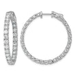 14k White Gold Diamond Round Hoop w/Safety Clasp Earrings - Birthstone Company