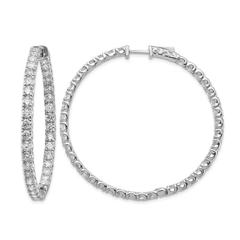 True Origin 14k White Gold 7 1/4 carat Lab Grown Diamond VS DEF Patented Safety Clasp In and Out Hoop Earrings - Birthstone Company