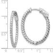 14k White Gold Diamond Oval Hoop w/Safety Clasp Earrings