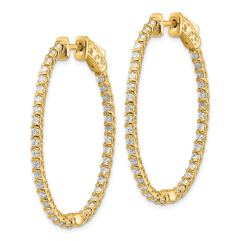 14k Diamond Oval Hoop w/Safety Clasp Earrings