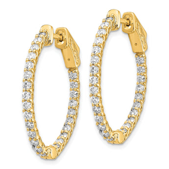 14k Diamond Oval Hoop w/Safety Clasp Earrings