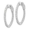 14k White Gold Diamond Oval Hoop w/Safety Clasp Earrings
