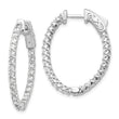 14k White Gold Diamond Oval Hoop w/Safety Clasp Earrings
