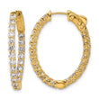 14k Yellow Gold 2 1/2 carat Lab Grown Diamond VS/SI+ G+ Oval In and Out Safety Clasp Hoop Earrings - Birthstone Company