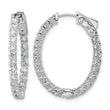 14k White Gold 2 1/2 carat Lab Grown Diamond VS/SI+ G+ Oval In and Out Safety Clasp Hoop Earrings - Birthstone Company