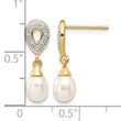 14k 7x5mm White Teardrop FWC Pearl .01ct Diamond Dangle Earrings - Birthstone Company