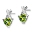 14k White Gold Peridot and White Topaz Trillion Post Earrings - Birthstone Company