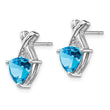 14k White Gold Blue Topaz and White Topaz Trillion Post Earrings - Birthstone Company