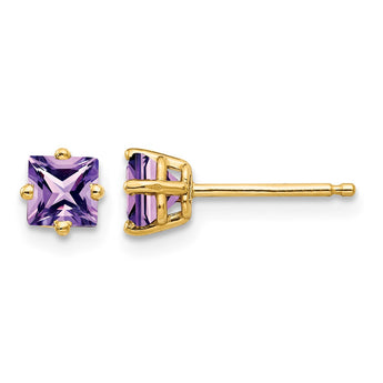 14k 4mm PrinceSterling Silver Cut Amethyst Earrings - Birthstone Company