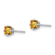 14k White Gold 4mm PrinceSterling Silver Cut Citrine Earrings - Birthstone Company
