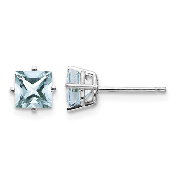14k White Gold Aquamarine Earrings - Birthstone Company