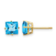14k 6mm PrinceSterling Silver Cut Blue Topaz Earrings - Birthstone Company