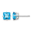 14k White Gold 6mm PrinceSterling Silver Cut Blue Topaz Earrings - Birthstone Company