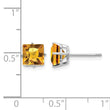14k White Gold 6mm PrinceSterling Silver Cut Citrine Earrings - Birthstone Company
