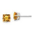 14k White Gold 6mm PrinceSterling Silver Cut Citrine Earrings