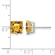 14k White Gold 7mm PrinceSterling Silver Cut Citrine Earrings - Birthstone Company