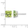 14k White Gold 7mm PrinceSterling Silver Cut Peridot Earrings - Birthstone Company