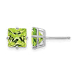 14k White Gold 7mm PrinceSterling Silver Cut Peridot Earrings - Birthstone Company