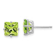 14k White Gold 7mm PrinceSterling Silver Cut Peridot Earrings