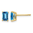 14k 6x4mm Emerald Cut Blue Topaz Earrings - Birthstone Company