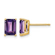 14k 7x5mm Emerald Cut Amethyst Earrings - Birthstone Company