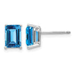 14k White Gold 7x5mm Emerald Cut Blue Topaz Earrings - Birthstone Company