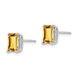 14k White Gold 7x5mm Emerald Cut Citrine Earrings - Birthstone Company