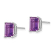 14k White Gold 8x6mm Emerald Cut Amethyst Earrings - Birthstone Company