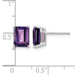 14k White Gold 8x6mm Emerald Cut Amethyst Earrings - Birthstone Company