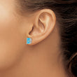 14k White Gold 8x6mm Emerald Cut Blue Topaz Earrings - Birthstone Company