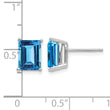 14k White Gold 8x6mm Emerald Cut Blue Topaz Earrings - Birthstone Company