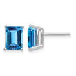 14k White Gold 8x6mm Emerald Cut Blue Topaz Earrings - Birthstone Company