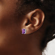 14k White Gold 9x7mm Emerald Cut Amethyst Earrings - Birthstone Company
