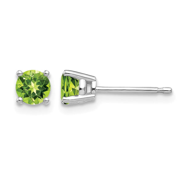 14k White Gold 4mm Peridot Earrings - Birthstone Company