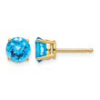 14k 6mm Blue Topaz Checker Earrings - Birthstone Company