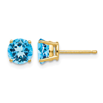 14k 6mm Blue Topaz Earrings - Birthstone Company