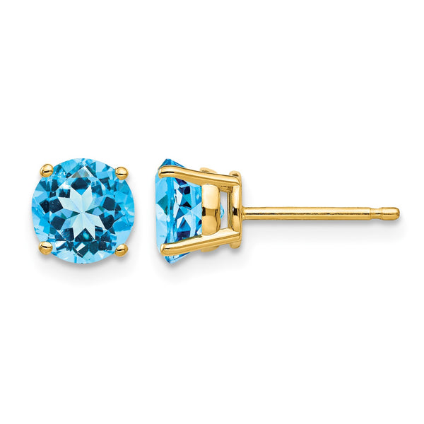 14k 6mm Blue Topaz Earrings - Birthstone Company