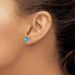 14k White Gold 6mm Blue Topaz Checker Earrings - Birthstone Company