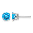 14k White Gold 6mm Blue Topaz Checker Earrings - Birthstone Company