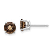 Round Smoky Quartz Stud Earrings in 14K White Gold, 6mm
