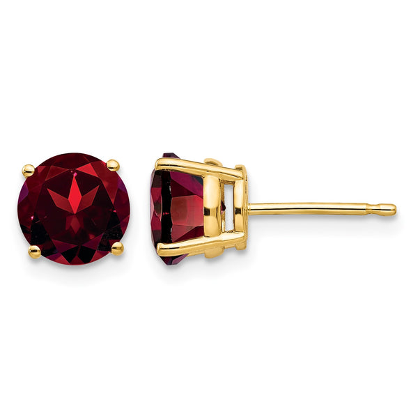 14k 7mm Garnet Post Earrings - Birthstone Company