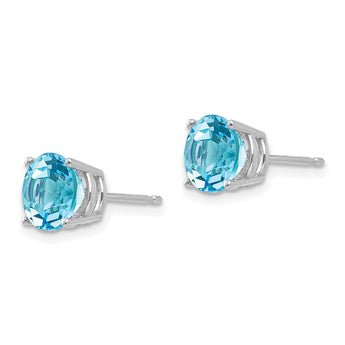 14k White Gold 7mm Blue Topaz Earrings - Birthstone Company