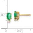 14k 6x4mm Oval Emerald and AAA Quality Diamond Post Earrings