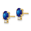 14K 6x4mm Oval Sapphire VS Diamond Earrings - Birthstone Company