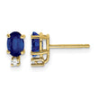 14K 6x4mm Oval Sapphire VS Diamond Earrings - Birthstone Company