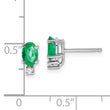 14k White Gold 6x4mm Oval Emerald and AA Quality Diamond Post Earrings