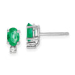 14k White Gold 6x4mm Oval Emerald and AAA Quality Diamond Post Earrings